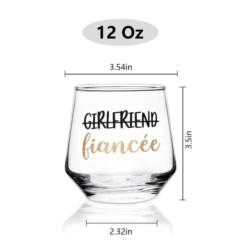 Engagement Gift Girlfriend Fiancé Stemless Wine Glass Wedding Bride Bachelorette